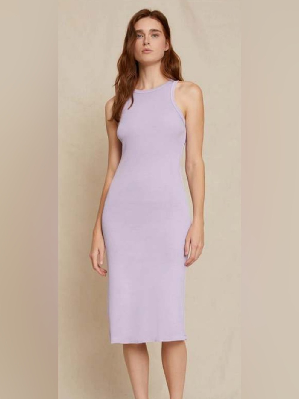 AMO Lilac Ribbed Muscle Tank Midi Dress